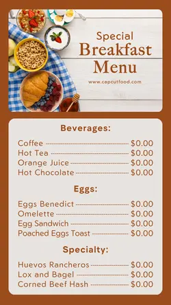 special breakfast menu instagram story