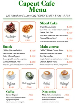 Cafe Menu