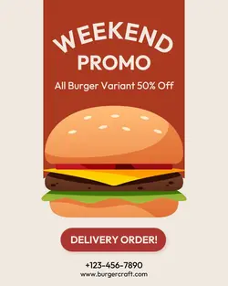 Food and Beverage Weekend Promo Burger