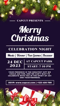 Christmas Night Party Poster Promotion TikTok Post