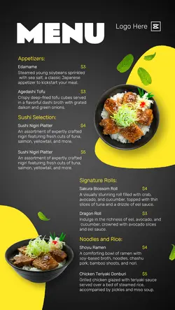 Food Japanese Restaurant Menu Instagram Story