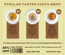 Food and Beverage Pasta Menu Promo Facebook Post