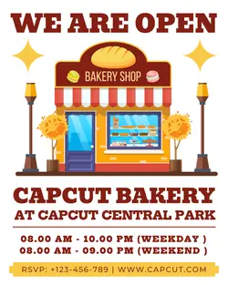 Food & Beverage Bakery Store We Are Open Template Design Instagram Post