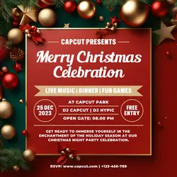 Merry Christmas Party Poster Promotion IG Post