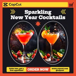 Food and Beverage Product Display Sparkling New Year Cocktails Instagram Post