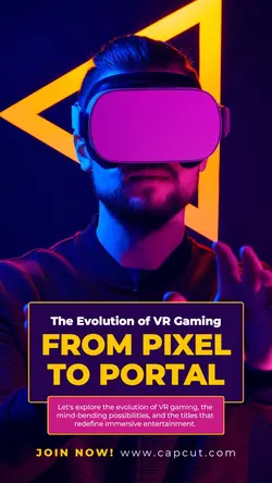 Purple and Yellow Modern VR Game Instagram Story