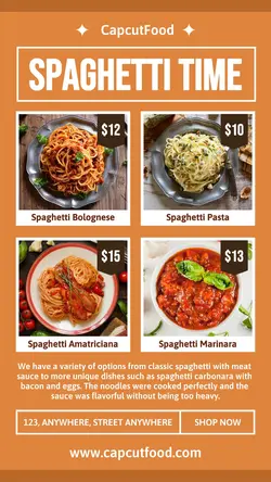 Spaghetti Menu Instagram Story