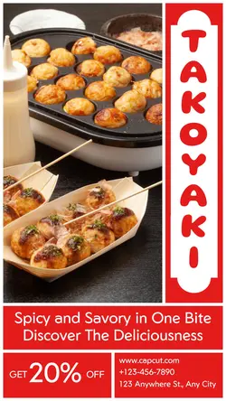Takoyaki Promotion Red Design for Instagram Stories