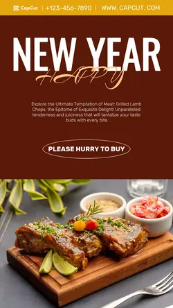New year food Lamb chop discount minimalism