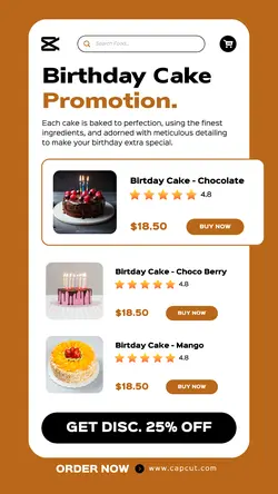 3 Multi-product Image + Food Birthday Cake Promotion UI Style