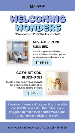 Furniture Pricelist kids bedroom Instagram Story