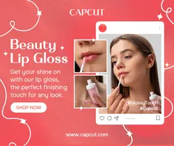 Beauty and Personal Care Lip Gloss Product Display Facebook Post Pink White Girly