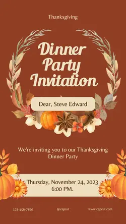 Thanksgiving Dinner Invitation Instagram Story
