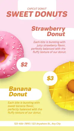 Food Sweet Donuts Menu Instagram Story