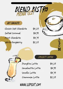 Beverage Menu List Menu