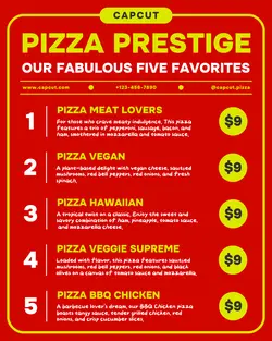 Food Pizza Menu Promotion Instagram Post Red Background Minimalist Style
