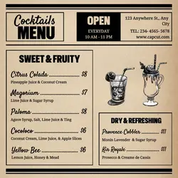 Cocktails Menu Instagram Post