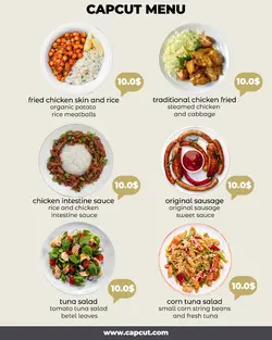 Traditional food menu binsin template design for Instagram portraits