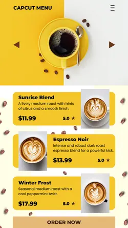 Simple Coffee Menu for Instagram Stories
