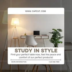 Minimalist study table promotional display for Instagram posts