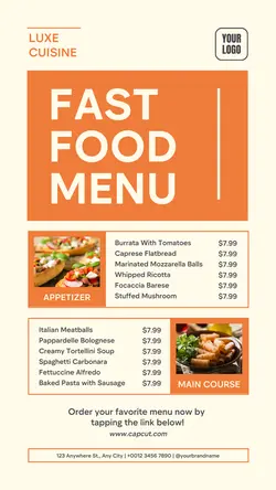 Italian Food Menu Instagram Story
