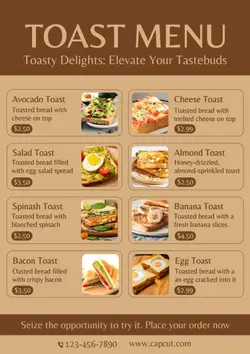 Non-marketing Menu Toast Menu