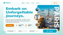 White and Blue Modern Booking Travel Website