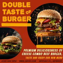 Double taste of burger display instagram post
