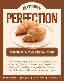 Brown Modern Croissant Promotion Instagram Post