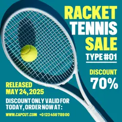 Racket Tennis Sale Promotion Instagram Post Blue Green Flat Modern