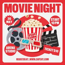 Other Event Movie Night Promotion Instagram Post Red Flat Modern