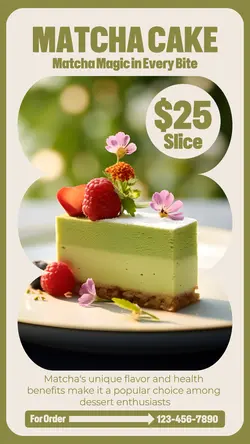 Food Matcha Cake Display Instagram Story