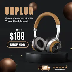 E-commerce Electronics Headphone Hero Image Brown