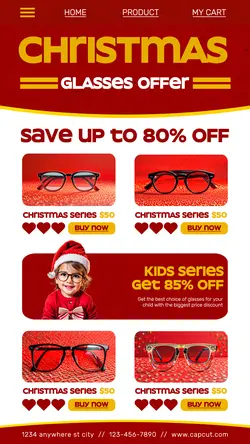 Christmas Day Glasses Sale Promotion for Instagram Story