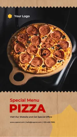 Beige Paper Food and Beverage Pizza Promo Instagram Story