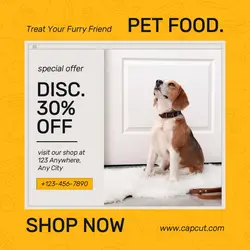Simple Yellow Pet Food Instagram Post