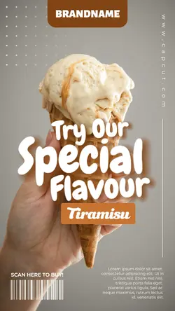 Brown Modern Ice Cream New Flavour Instagram Story