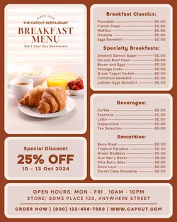 breakfast menu instagram post