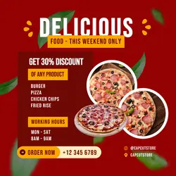 Delicious Pizza Menu Social Media Template