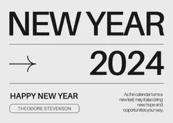 Non-Marketing Happy New Year Card White Minimalist