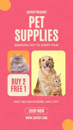 Colorful Red Pet Supplies Instagram Story