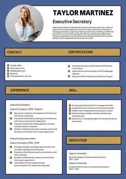 Business Resume Executive Secretary