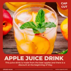 Red Minimalist Food Drink Juice Apple Product Display Instagram Post