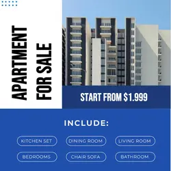 Real Estate Apartment For Sale  Blue Minimalist Instagram Post