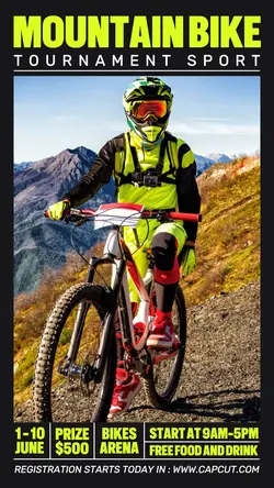 Sport Mountain Bike Promotion Instagram Story Black Green Flat Modern