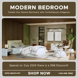 modern bedroom promotion instagram post