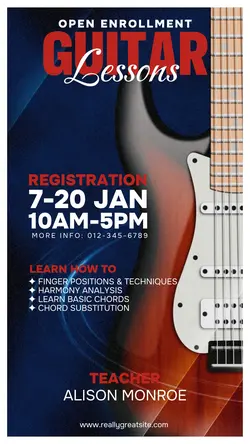 Open Enrollment guitar lessons instagram story