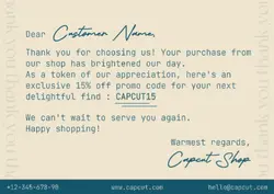 Fashion Minimalist Thank You Card with Promo Code