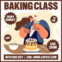 Baking Class Event Promotion Instagram Post Brown Flat Modern