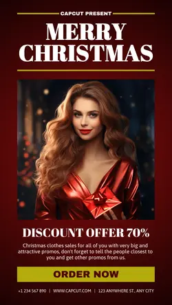 Merry Christmas Discount Offer Red Background